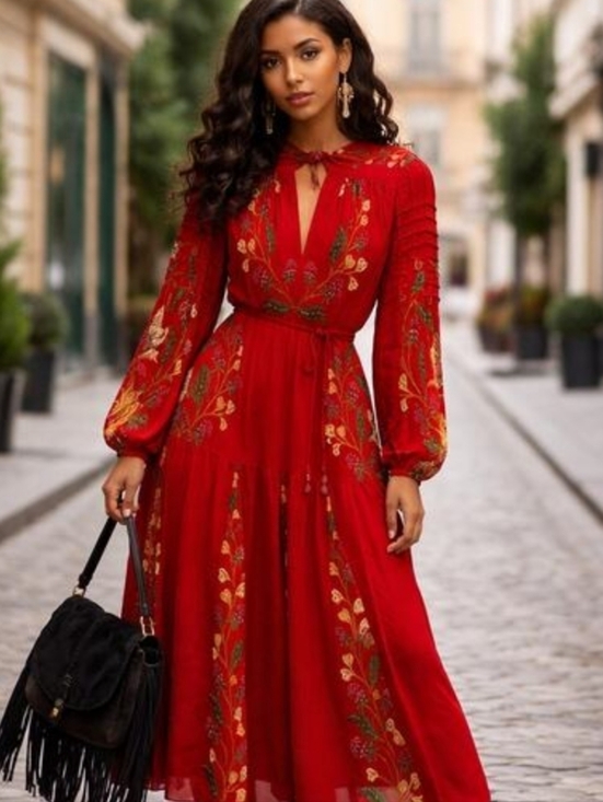 Farm Rio Berry Garden Pleated Maxi Dress - Picture 2 of 8